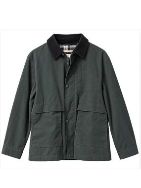Free Assembly Canvas Chore Jacket Corduroy Collar Flannel Lined Green Mens 2XL